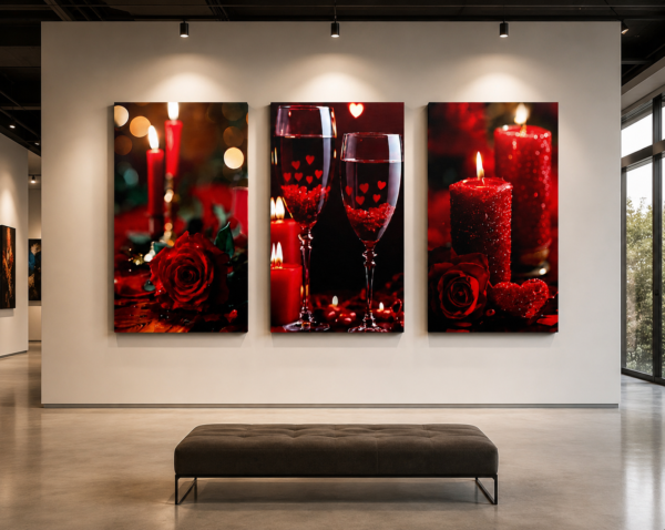9CE722D7-D004-4631-A0CA-2FB551EB0F50 Ensemble de 3 Tableaux Toile Canvas – Ambiance Romantique Rouge | Décoration Murale Moderne – 50 × 70 cm