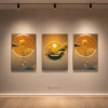 Ensemble de 3 Tableaux Décoratifs Modernes – Paysage Doré avec Cerfs | Cadre Canva | 45 x60 cm | Art Mural Élégant – RithDecor