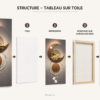 A57FDC3D-CB93-4716-834B-8D167C5C8CCA Tableau mural contemporain « Équilibre Lunaire » – Art mural 3D beige, brun et or – Toile décorative de luxe