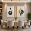 A69164C8-54CF-4C6A-AD05-81D894EF9634 Ensemble de 2 Tableaux Muraux Abstraits Modernes – Bleu Marine et Or – Décoration Murale de Luxe – Cadre Noir – 50 × 70 cm