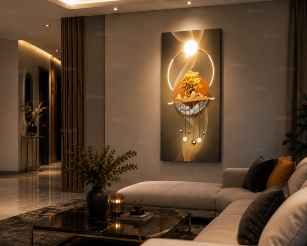 A6DD9970-6E81-4240-9E53-827BDD3606C2 Tableau Décoratif Moderne Arbre Doré & Cerfs – Art Mural Vertical | Cadre Canva | 60 × 120 cm | RithDecor