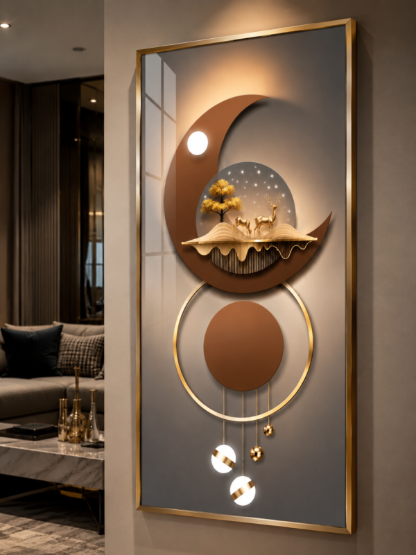 AB974636-93A5-423C-824A-AC387B96CCA1 Tableau mural contemporain HD – Cristal porcelaine – Cadre aluminium or champagne brossé – 60 × 120 cm