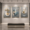 Ensemble de 3 Tableaux Muraux Modernes – Fleurs & Cygnes – Cadres Cristal Porcelaine en Diamant – Encadrement Doré – 50 × 70 cm