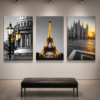 Trio Urbain Prestige – Paris & Architecture Européenne | Ensemble de 3 Tableaux sur Toile