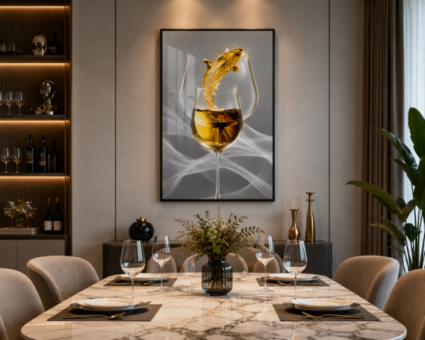 B203F124-EB98-4042-B435-41C3481800D0 Cadre Art Mural – Verre & Ambiance Dorée | Cristal Porcelaine | Salle à manger | 50 × 70 cm