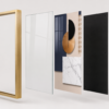 Ensemble de 3 Tableaux Abstraits Modernes – Cadre Aluminium Or Champagne – Cristal Porcelaine Effet Diamant – 50 × 70 cm