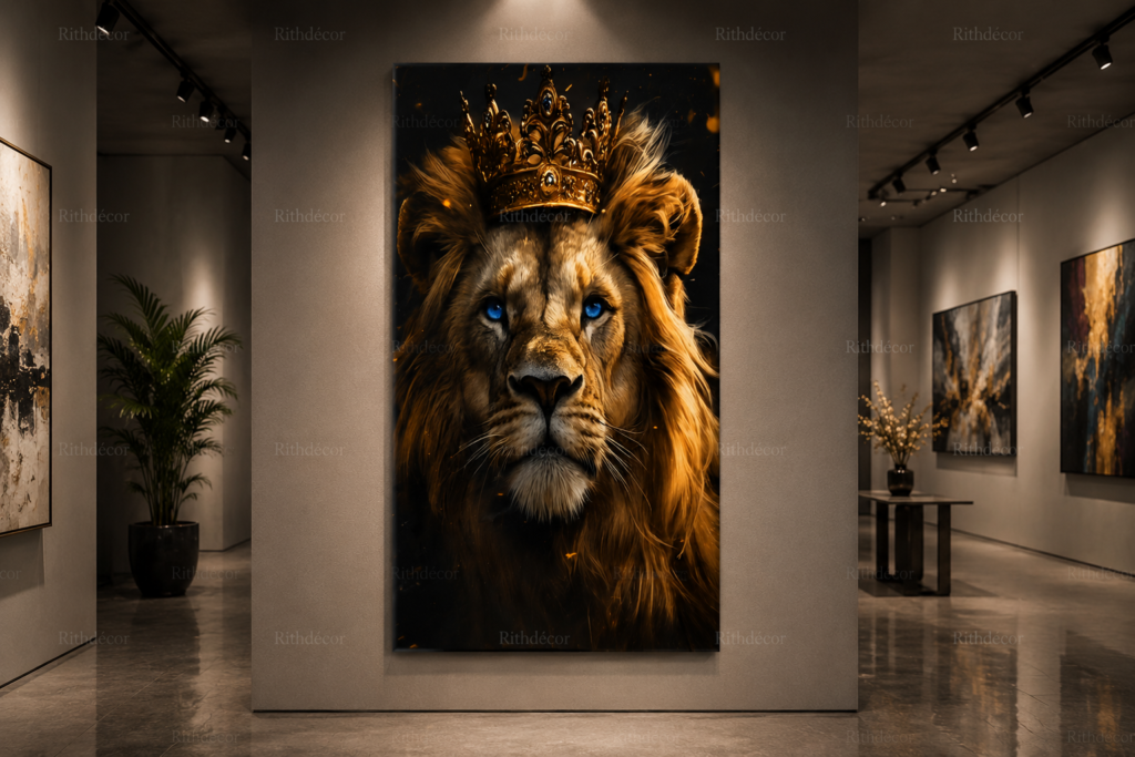 Tableau Decoratif Lion Royal sur toile canevas 60 x 120 cm -RithDecor