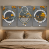 Tableau Mural Abstrait Moderne – Ensemble de 3 Pièces – Toile Canvas Encadrée – 50 × 70 cm – Gris, Or et Blanc – Décoration Murale de Luxe