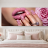 Art mural Rose Glamour – Tableau sur Toile (Canvas) | Lèvres Roses & Manucure Luxe | Décoration Murale Moderne | 60 × 120 cm | Rithdecor