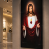 1 Pcs Tableau Décoratif Jésus Sacré-Cœur – Art Mural Religieux Moderne | Cadre Canva | 60 × 120 cm | RithDecor