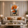 1 Pcs Tableau mural moderne en cristal porcelaine – Sculpture abstraite de luxe avec cadre noir ou champagne brossé