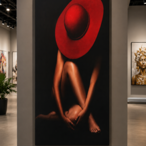 Silhouette Rouge – Tableau décoratif moderne sur toile | 60 × 120 cm