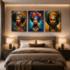 Ensemble de 3 Tableaux Africains Modernes – Art Mural sur Toile (Canvas) – Décoration Murale Colorée – 50 × 70 cm chacun