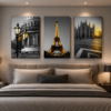 Trio Urbain Prestige – Paris & Architecture Européenne | Ensemble de 3 Tableaux sur Toile