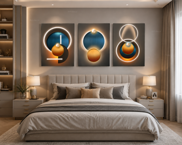E2AF5C03-06DE-4D6D-9942-DB6A16CF23C0 Ensemble de 3 Tableaux Muraux Abstraits Lumineux – Canvas sur Toile – Art Moderne Géométrique – 50 × 70 cm