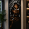 EAF8CBB0-FF4C-49CC-85C5-19D798C7C398 Art mural 1 pièce sur toile (Canvas) – Portrait Femme Élégante Noir & Argent | Décoration Murale Moderne | Tableau Vertical 60 × 120cm | Rithdecor
