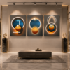 EC143D0F-E633-440D-A192-E738DAC5ECA1 Ensemble de 3 Tableaux Muraux Abstraits Lumineux – Canvas sur Toile – Art Moderne Géométrique – 50 × 70 cm