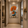 1 Pcs Tableau mural moderne en cristal porcelaine – Sculpture abstraite de luxe avec cadre noir ou champagne brossé