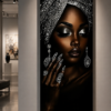 ED578DE5-F0D8-4063-A593-827BCAC10668 Art mural 1 pièce sur toile (Canvas) – Portrait Femme Élégante Noir & Argent | Décoration Murale Moderne | Tableau Vertical 60 × 120cm | Rithdecor