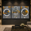 Tableau Mural Abstrait Moderne – Ensemble de 3 Pièces – Toile Canvas Encadrée – 50 × 70 cm – Gris, Or et Blanc – Décoration Murale de Luxe