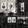 F249B25B-562A-4D0C-A0C2-F343A53869E3 Ensemble de 2 Tableaux Muraux Abstraits Modernes – Bleu Marine et Or – Décoration Murale de Luxe – Cadre Noir – 50 × 70 cm