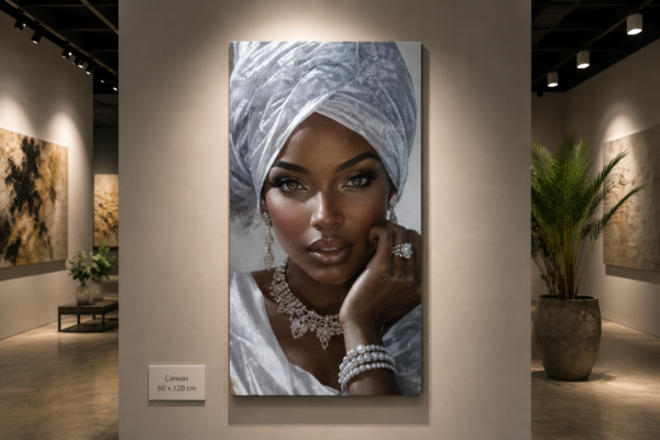 F87910F2-043A-45BC-AB0E-39066A44C3D5 Art mural Femme Africaine Élégante – Tableau sur Toile (Canvas) | Décoration Murale Moderne | 60 × 120 cm | Rithdecor