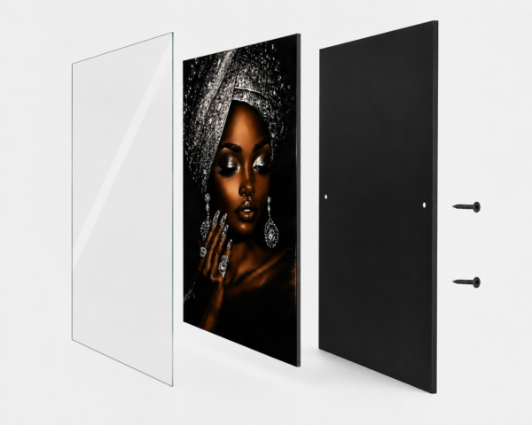 F9D22ED8-333B-4466-A51C-66EC3C2609DB Art mural 1 pièce – Portrait Femme Élégante Noir & Or | Tableau en Cristal Porcelaine | Décoration Murale Moderne | 50 × 70 cm | Rithdecor
