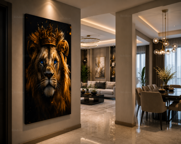 FB7128C0-5B66-4CF1-BE2C-E04B2F4E8183 Lion Royal – Tableau décoratif sur toile canevas | 60 × 120 cm