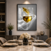 Art Mural Moderne en Cristal Porcelaine – Verres Élégants | Cadre Noir et Doré | 50 × 70 cm