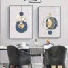 IMG_0019 Ensemble de 2 Tableaux Muraux Abstraits Modernes – Bleu Marine et Or – Décoration Murale de Luxe – Cadre Noir – 50 × 70 cm