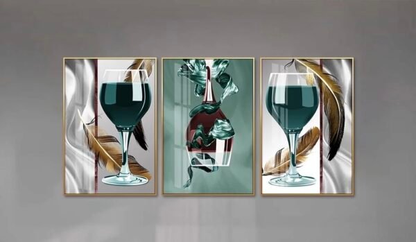 Elegant 3-Piece Porcelain Crystal Wall Art