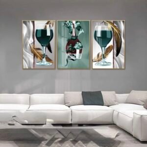 IMG_1296_Original Elegant 3-Piece Porcelain Crystal Wall Art