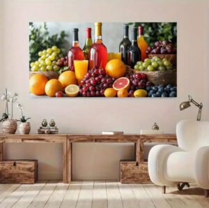 IMG_6544 Cadre Décoratif Fruits & Vin – Art Mural Cuisine | Cadre en Bois | Décoration Murale Moderne | 60 × 120 cm | Rithdecor