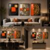 WhatsApp Image 2026-08-06 at 11.01.52 Luxury Black Gold Orange Abstract Crystal Porcelain Wall Art Set of 3 – Modern Marble Texture Wall Décor | 50 x 70 cm with Champagne Gold Frame