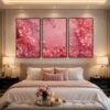 Tableau Floral Rose Luxe 50 × 70 cm – Crystal Porcelain Effet Diamant – Cadre Or Champagne | RithDecor