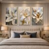WhatsApp Image 2026-08-19 at 12.33.59 Ensemble 3 Tableaux Fleurs Luxe Blanc Or – Cristal Porcelaine Effet Diamant – Cadre Or Champagne Brossé – 50 x 70 cm