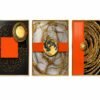 Luxury Black Gold Orange Abstract Wall Art Set of 3 – Modern Geometric Marble Crystal Porcelain Luxury Black Gold Orange Abstract Crystal Porcelain Wall Art Set of 3.