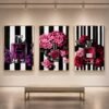triptyque luxe parfun- triptyque tablaeu parfum fleurs noir blanc